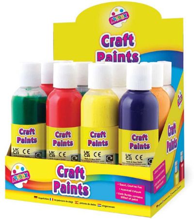 Art Box Display Of 12x Assorted Craft Paints