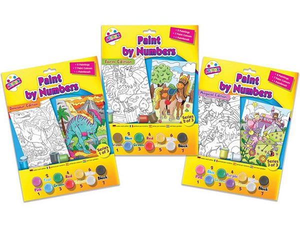 12x Art Box Junior Paint By Numbers - 3 Assorted Designs