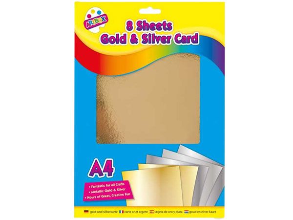 Art Box 8 Sheets A4 Gold & Silver Card