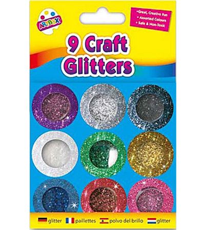 Art Box 9pk Assortred Glitter Pots