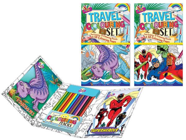 Artbox Boys Travel Colouring Set, Dinosaurs and Superheroes, Picked At Random